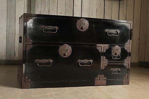 綺麗な丸金具庄内箪笥抽斗4杯タンス収納古家具古民家時代家具