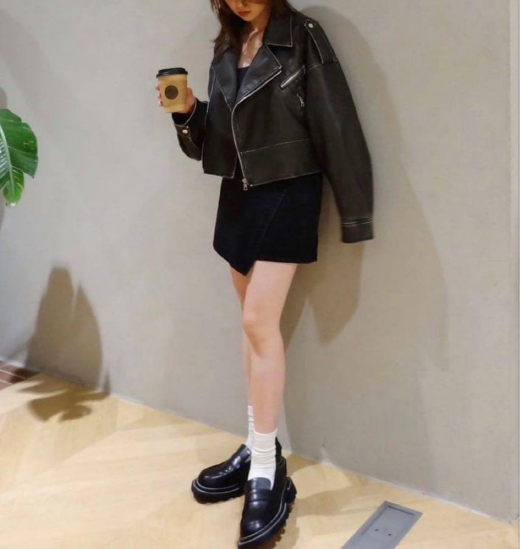 SEAROOMLYNN Vintage wash ECOレザーライダース - メルカリ