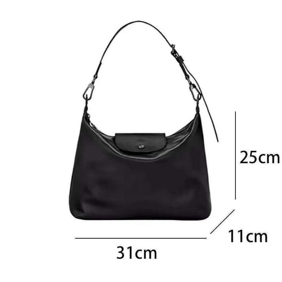 LONGCHAMP 新作 カーフスキン サイドバッグ ショルダーバッグ ブラック