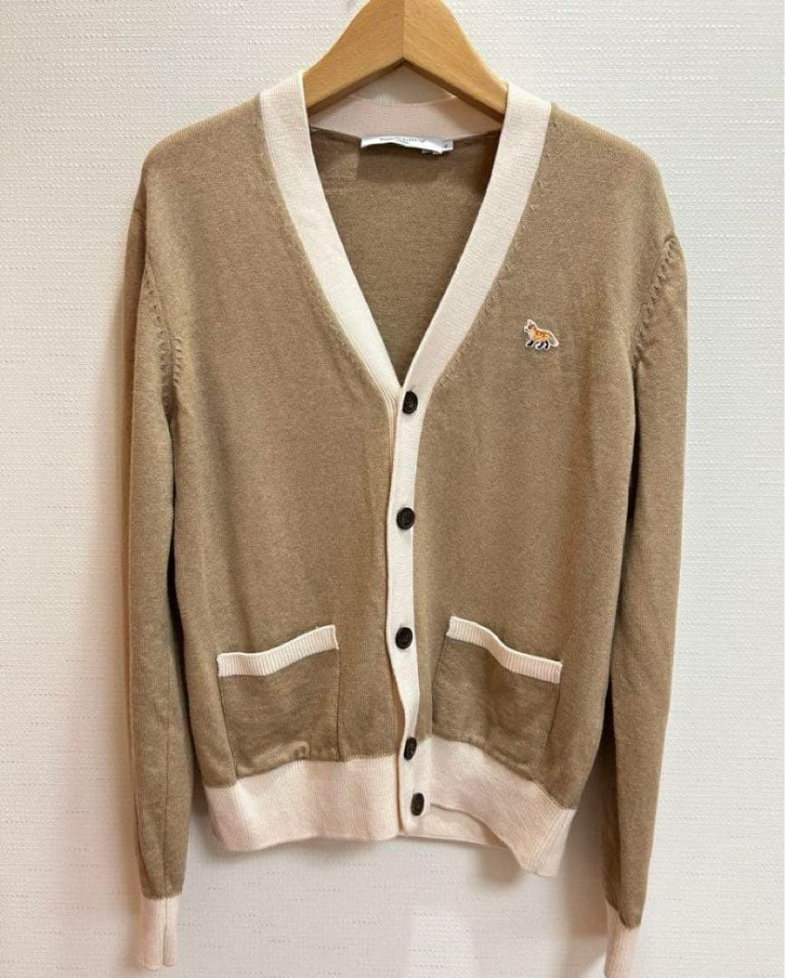 メゾン キツネ フォックスパッチ バイカラー クラシック カーディガン