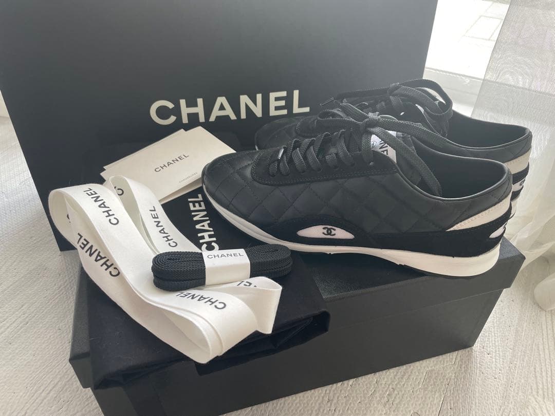 未使用品❣️26CコレCHANEL ブラック キルティング スニーカー36