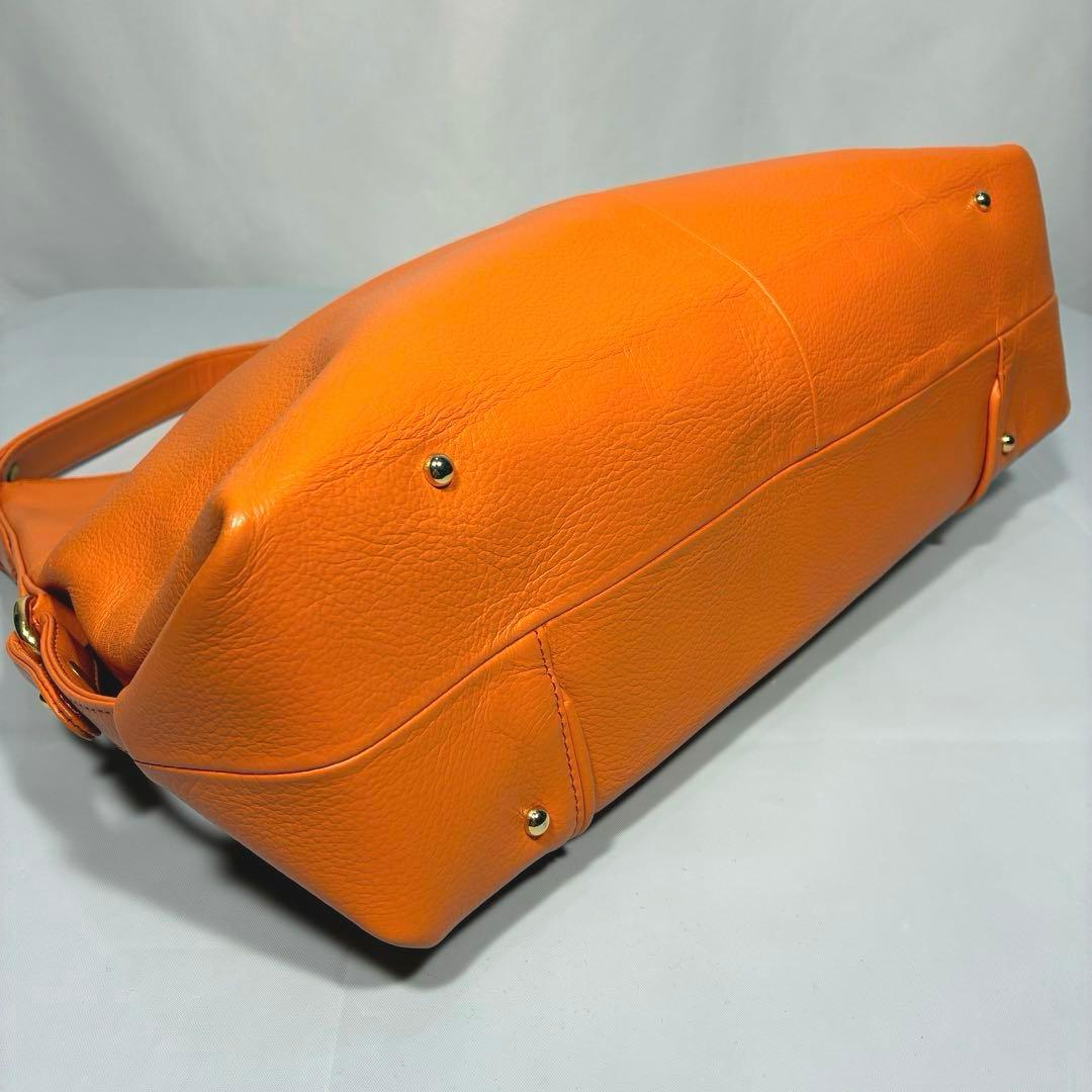HAMANO 本革 2way トートバッグ オレンジ 傳濱野 レザー 皇室御用達