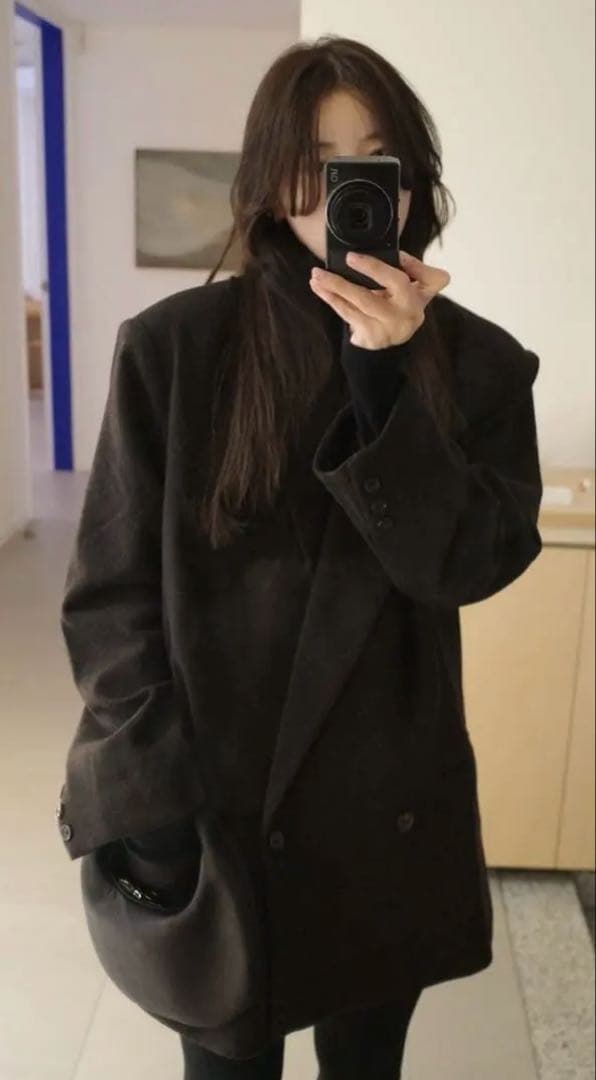 新品　studio doe ダークブラウンジャケット ブラウン EDWIN ウール混デニムライク ジャケット ブラック/ブルー