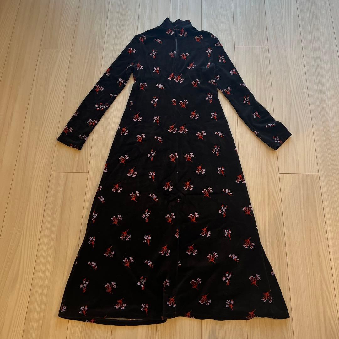 Floral Velour Jacquard High Neck Dress - メルカリ
