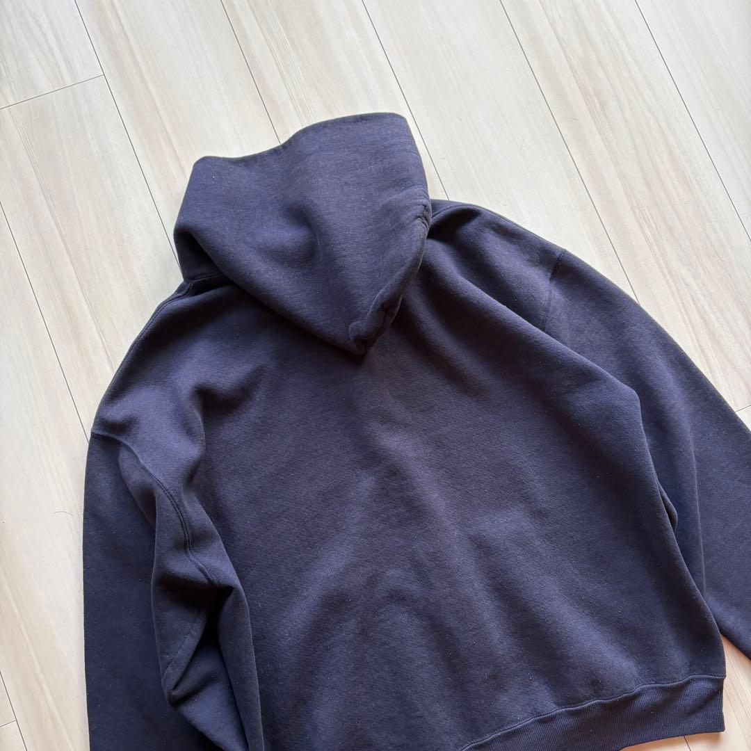 80s フルジップパーカー USA製 ナス紺 アルミジップ XL相当 フェード
