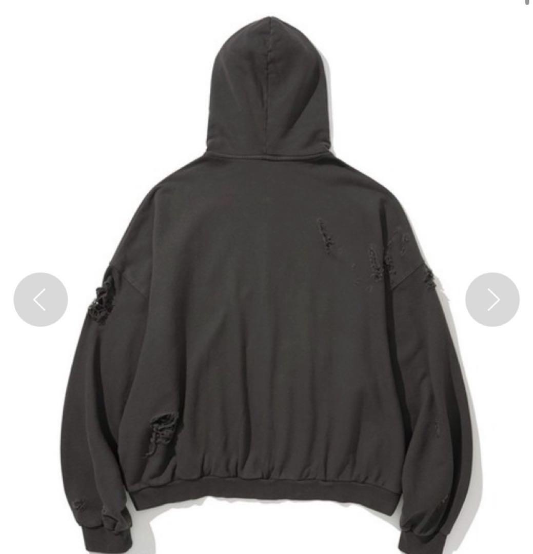 NOT4NERDダメージ加工ダークグレージップアップパーカー - メルカリ