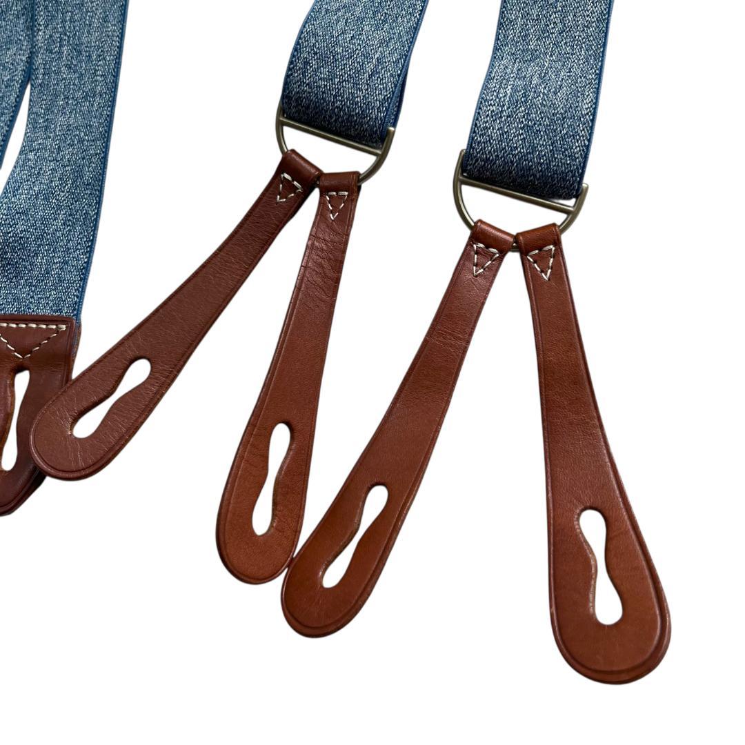 RRL ダブルアールエル サスペンダー ボタン式 レザー シルバー金具