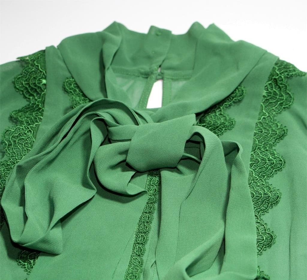 セルフポートレイト ワンピース シフォン レース グリーン UK8 未使用