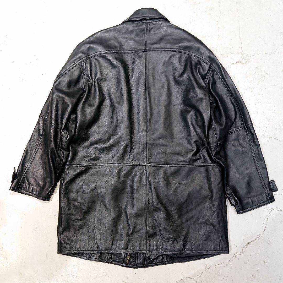 ヴィンテージ レザーカーコートジャケット コート 黒 羊革 ラム メンズ