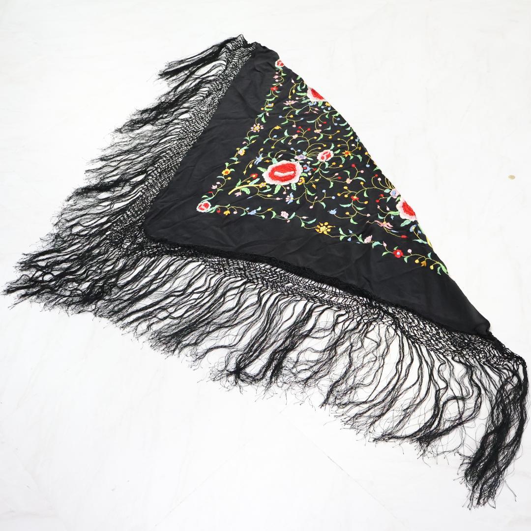 美品 フラメンコ衣装】ブラック マントン シージョ ピキージョ 刺繍