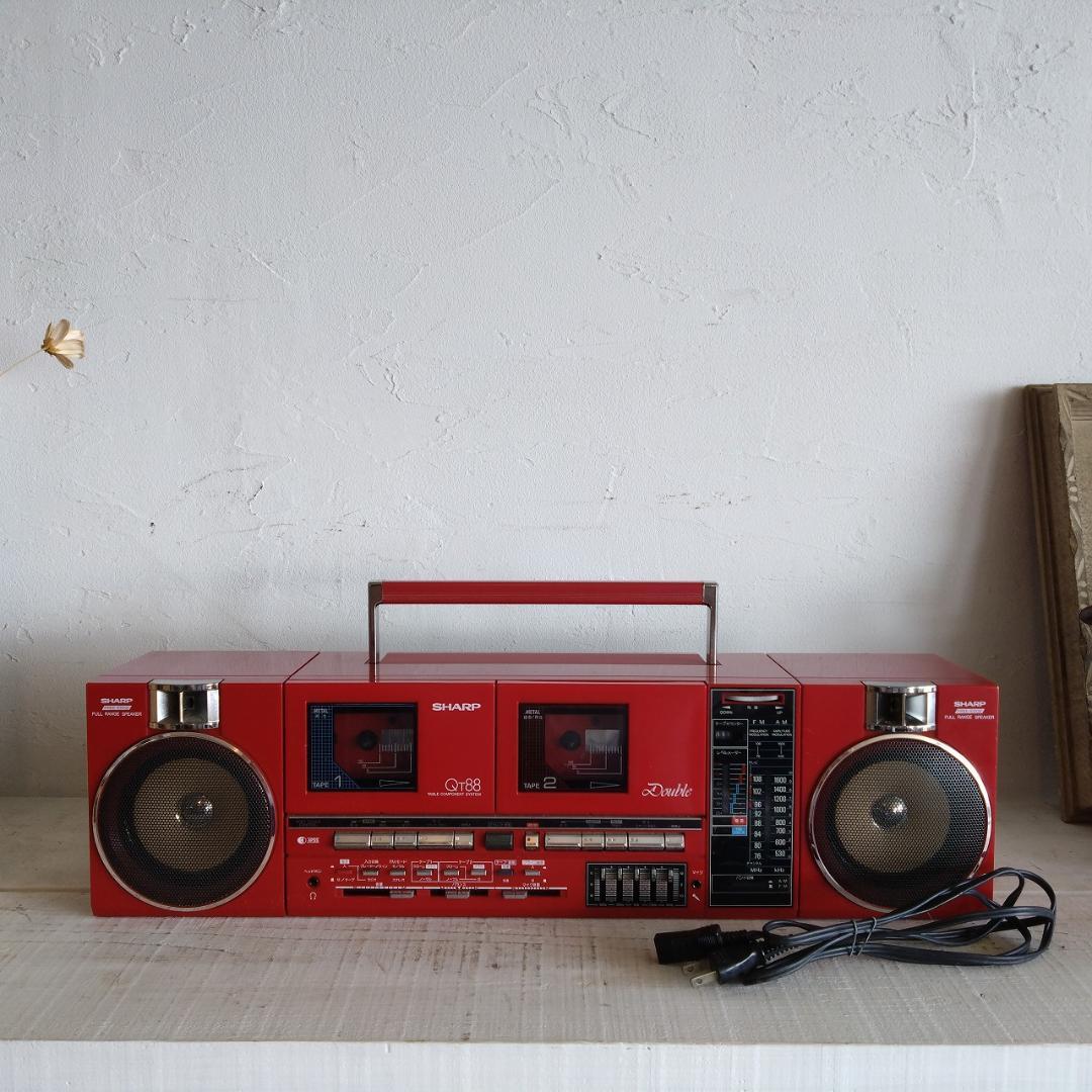 SHARP　QT-88　ダブルラジカセ　赤 Yahoo!オークション -「sharp qt 88」(ラジカセ) (カセットデッキ)の