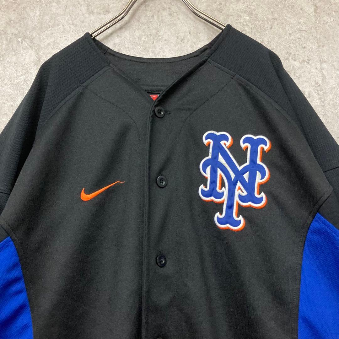 レア《ナイキ》MLBメッツ刺繍ベースボールシャツ/メンズL