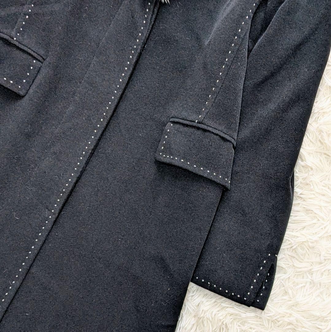 デルバ ロングコート ファー カシミヤ アンゴラ イタリア製 ブラック