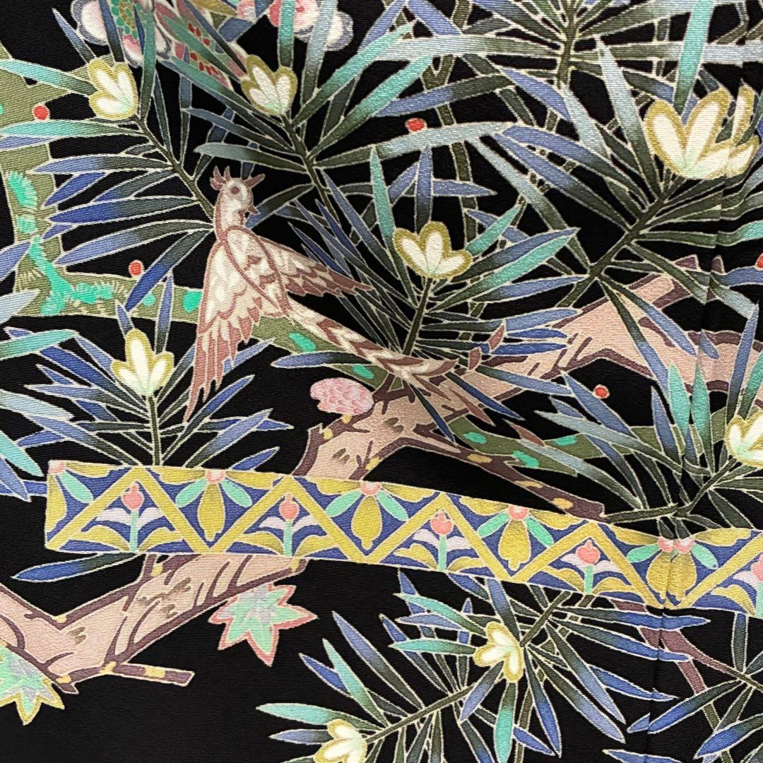 D96黒留袖 本加賀友禅 魚津誠 落款 正絹 着物 袷 しつけ糸付き未使用極