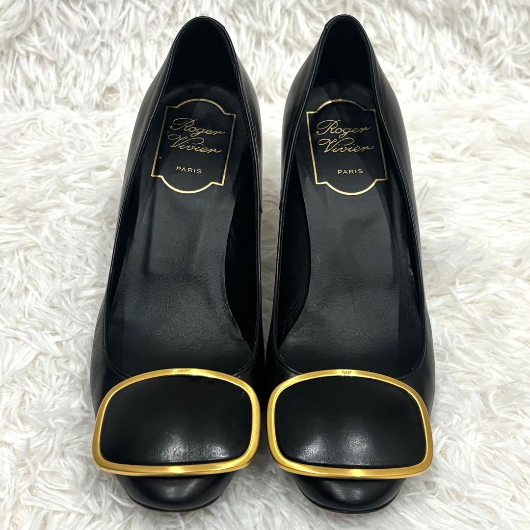 保存袋付] ロジェヴィヴィエ ハイヒールパンプス スクエアバックル