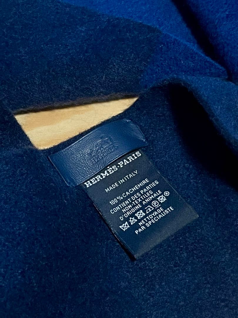 HERMES エルメス ネイビー カシミヤ マフラー《イタリア製》