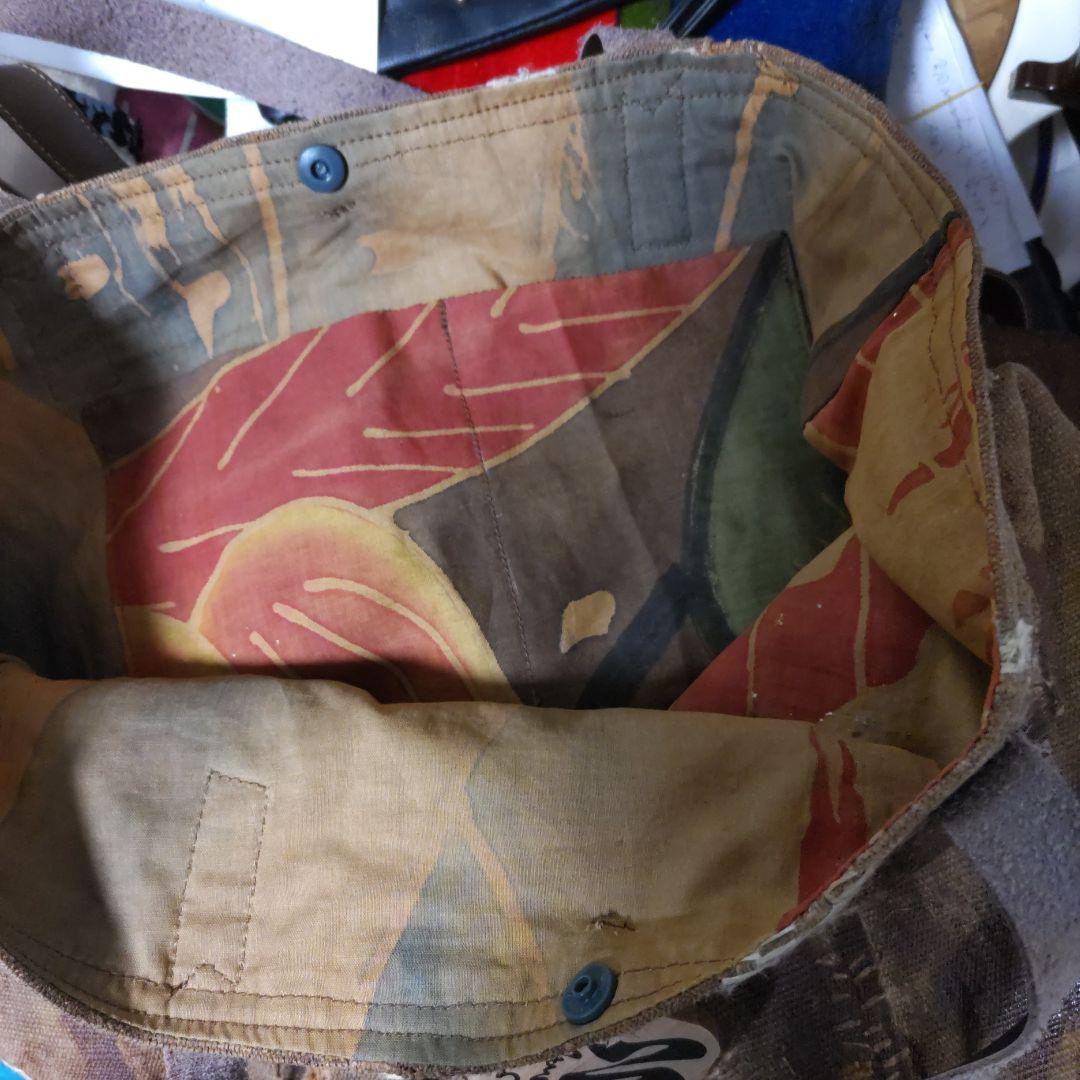 《究極の酒袋、両面OKバック》（アンティーク）襤褸繕い、柿渋原液の刷毛書1683