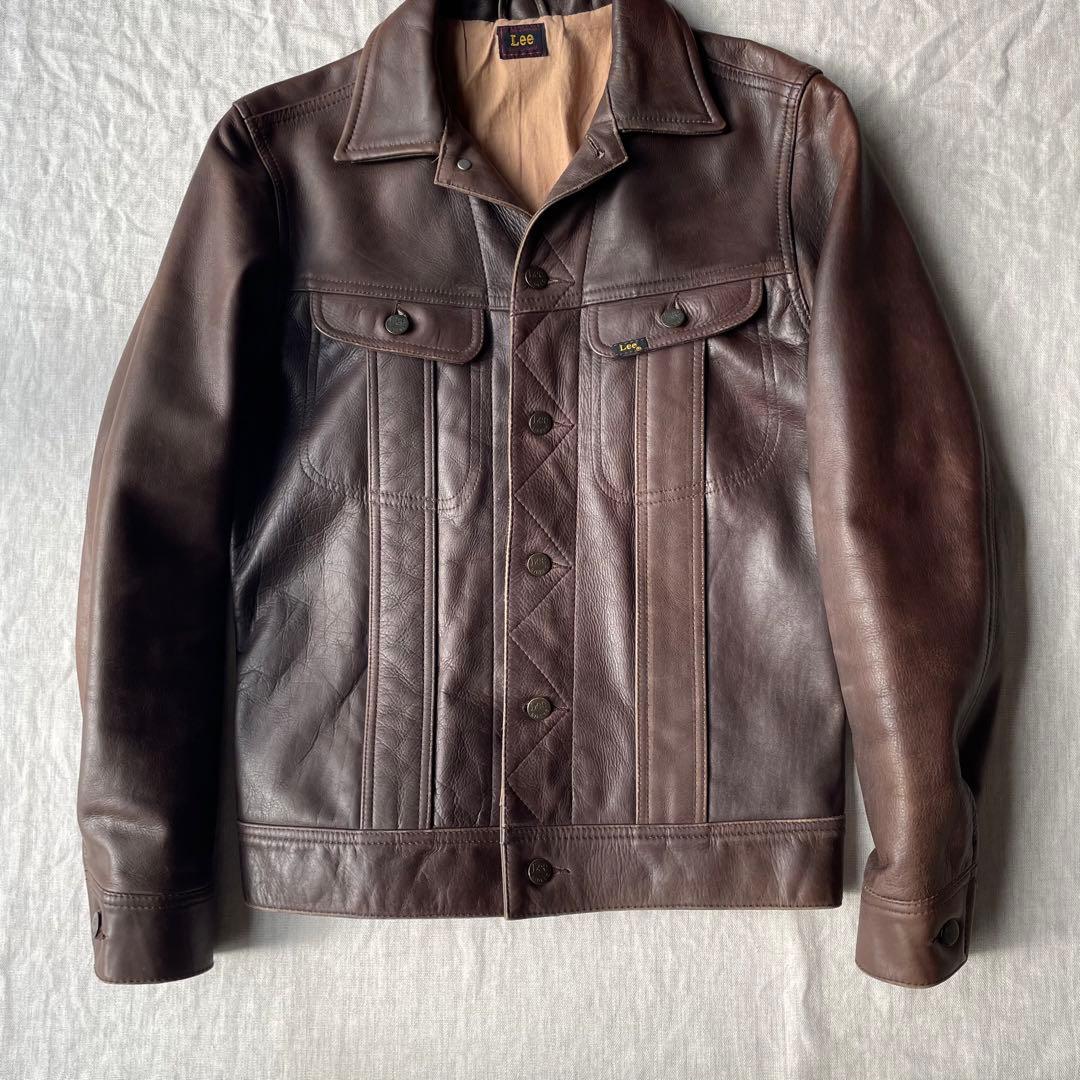 Lee リー レザー トラッカージャケット 牛革 ダークブラウン 15411