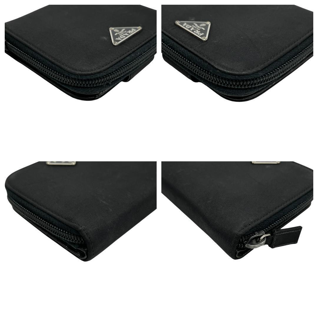 PRADA プラダ 二つ折り財布 ラウンドファスナー テスート レザー 三角