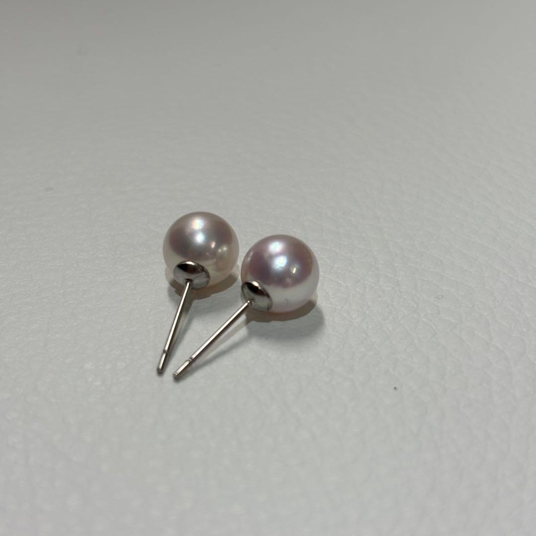 536 パールピアス　あこや真珠　8.2+8.3mm