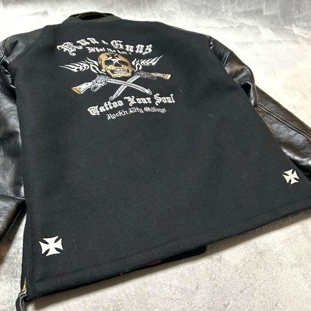 archive【Run&Guns】刺繍スタジャン/ファラオコート/Y2K/袖革◎