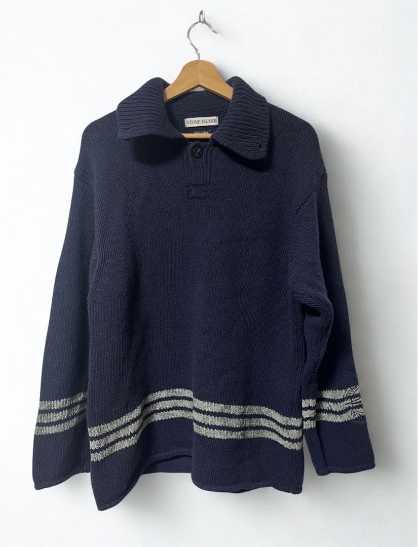 【美品・Mサイズ・最終価格】STONE  ウールニット M VINCENT ET MIREILLE（ヴァンソン エ ミレイユ） 8ゲージ 畦編み