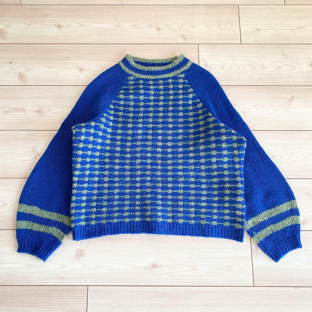 45R シェットランドのジャカードセーター 0 青 - メルカリ