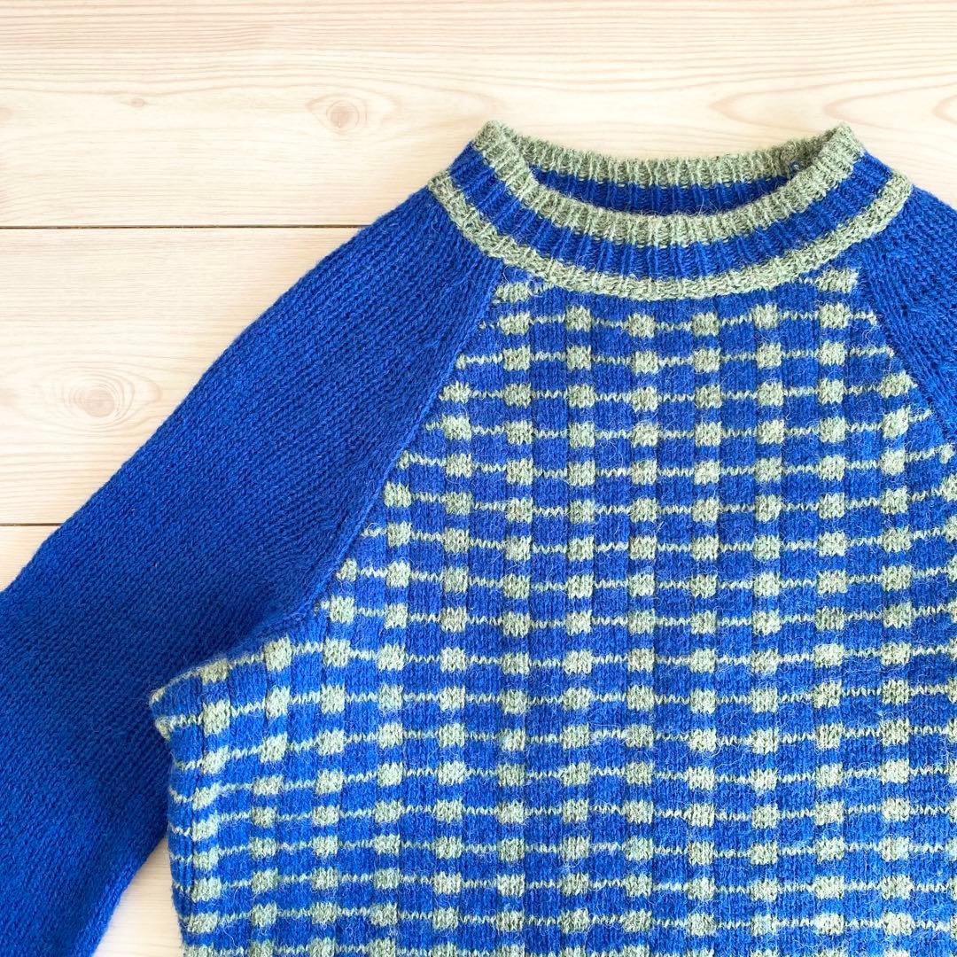 45R シェットランドのジャカードセーター 0 青 - メルカリ