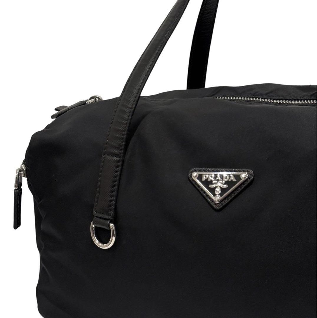 極美品‼️プラダ ミニボストンバッグ 三角ロゴ ナイロン ブラック