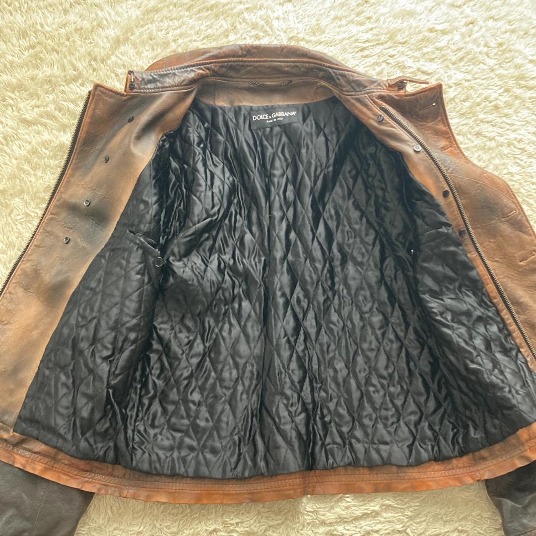 希少 XXL 美品 ドルチェ&ガッバーナ ナポレオン レザー ジャケット