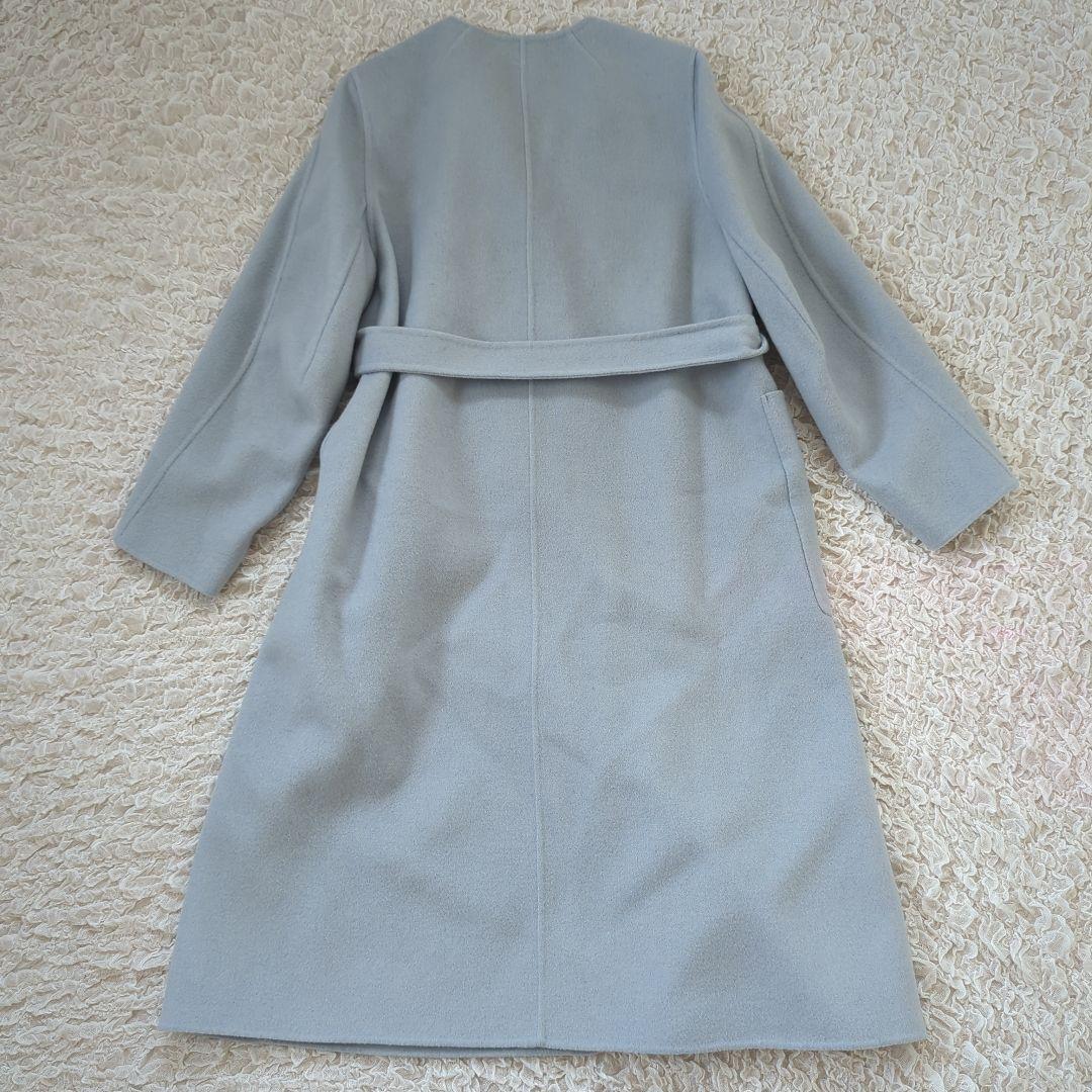 美品】ballsey プレミアムウール リバーノーカラーコート 水色 ベルト