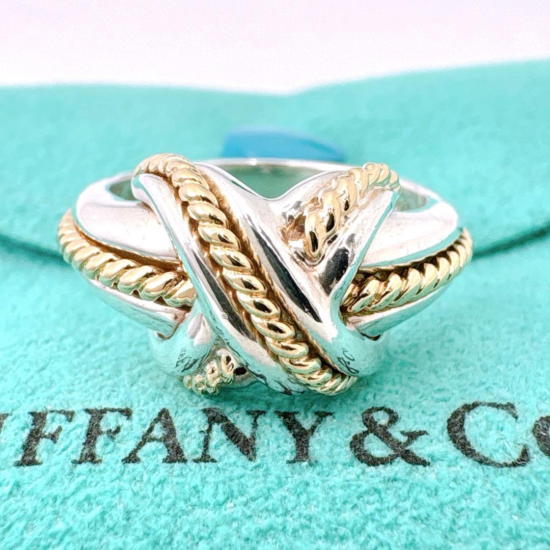 極美品 オールドティファニー シグネチャー コンビ12.5号 シルバー k18