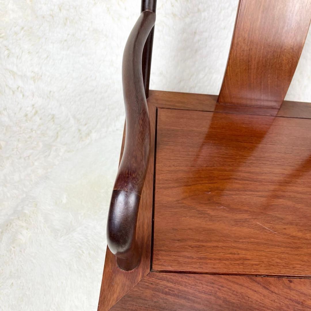 希少】花梨材角 アームチェアー 無垢 透かし彫り 唐木チェア