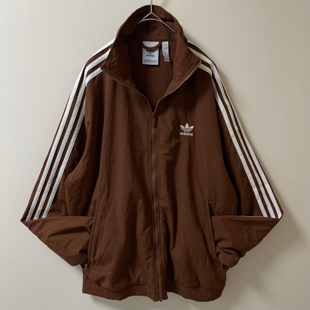 2XL新品】アディダス刺繍トラックジャケット古着ジャージトップ 茶