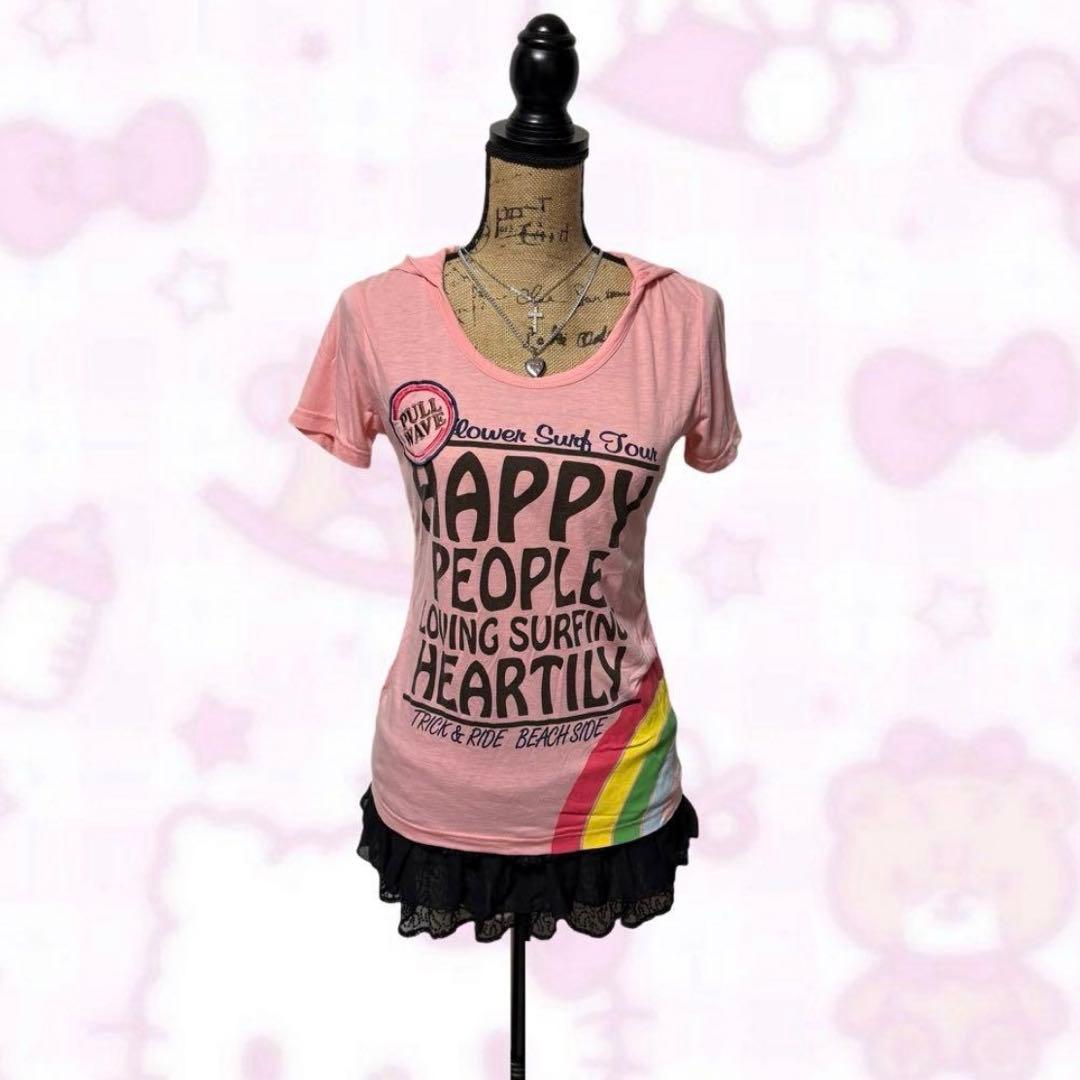 y2k 00s❤︎平成ギャル フード付き ピチtシャツ - メルカリ