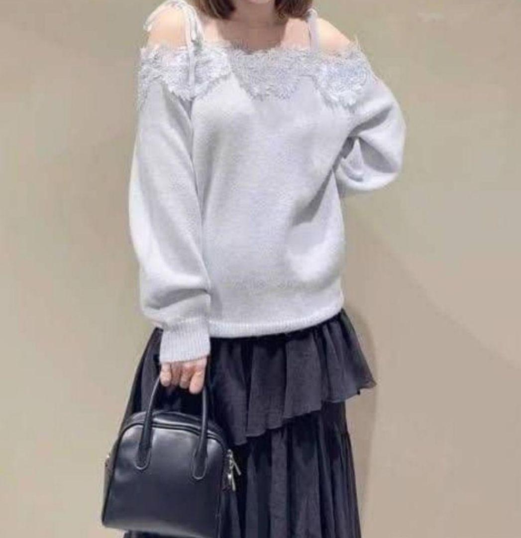 レーストリミングオフショルニットプルオーバー SNIDEL LBLU - メルカリ