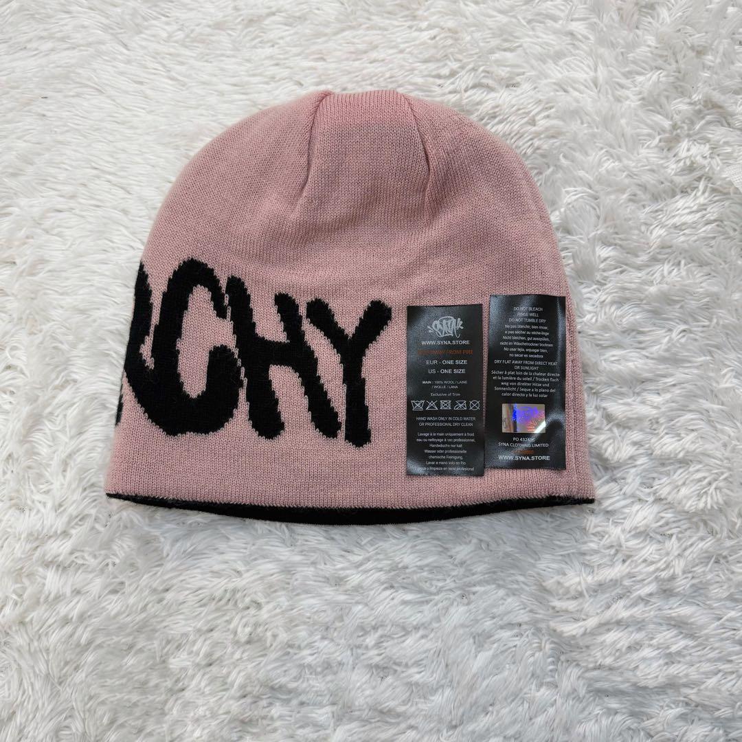 新品・付属品】シナワールド☆ブランドロゴビーニー ニット帽 海外限定