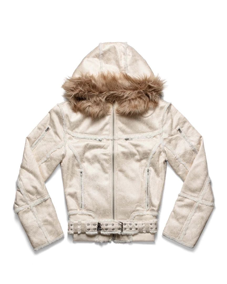 Racer Worldwide white SHEEPASKIN JACKET - メルカリ