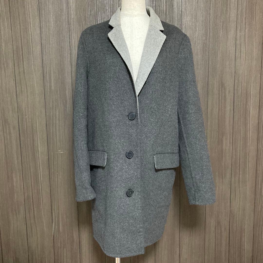 ラコステ LACOSTE ウール混 チェスターコート グレー - メルカリ