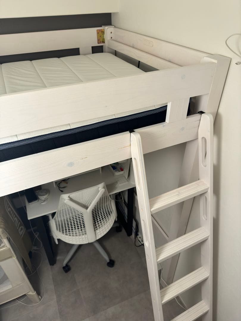 引き取り@板橋区】ロフトベッド 2段ベッド 木製 ホワイト ハイタイプ