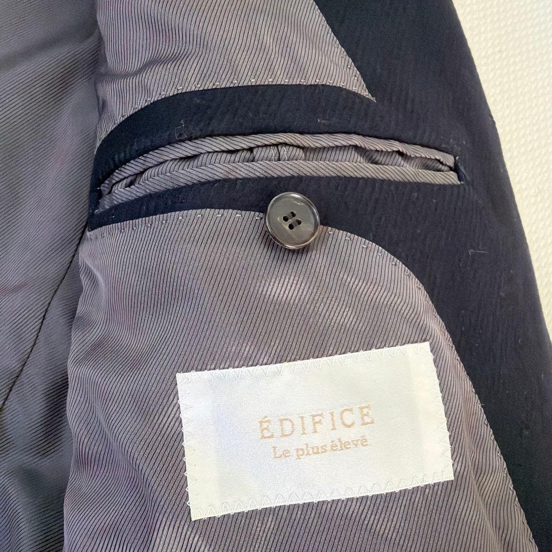 美品【サイズ44】エディフィス カシミア ネイビー起毛フランネル