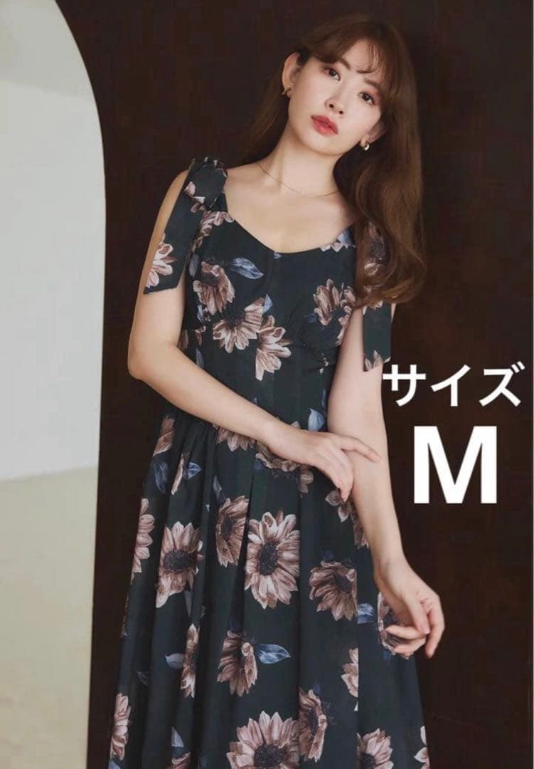 な*な様 Herlipto ひまわり柄ノースリーブワンピース Mサイズ Herliptoハーリップトウ Sunflower-Printed Midi Dress ひまわり