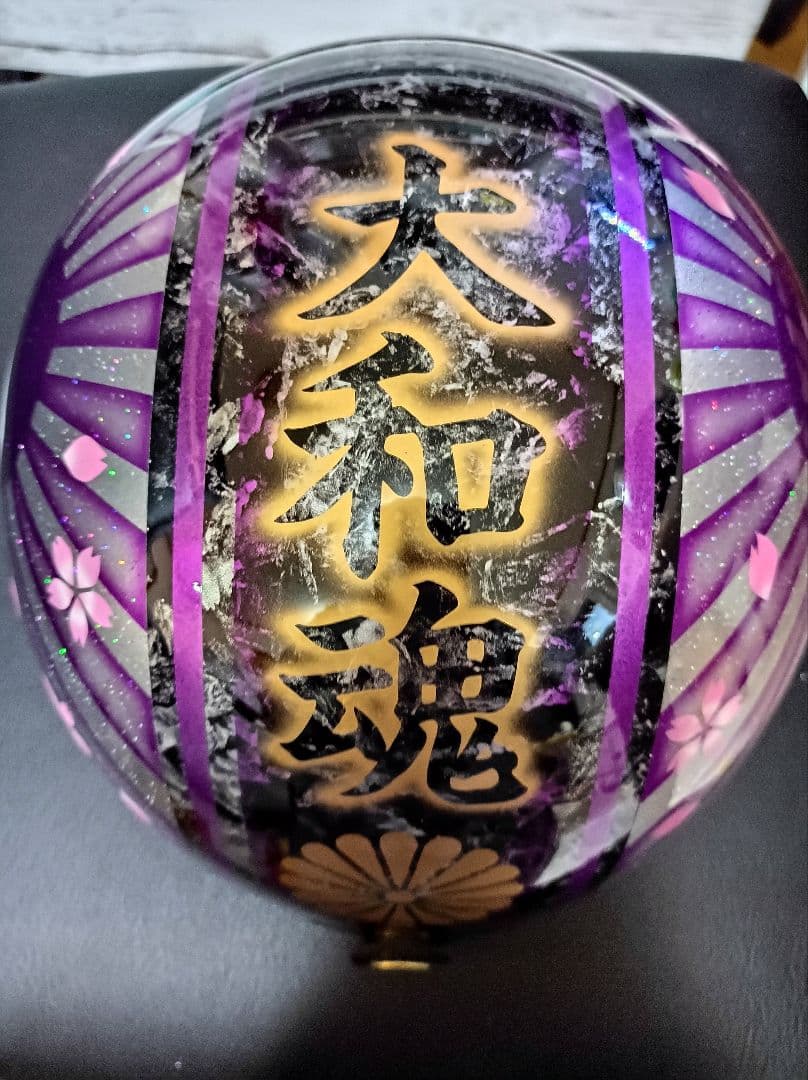 カスタムコルク半 黒ラップ✘Candyパープル富士日章 七色ラメ 文字変更