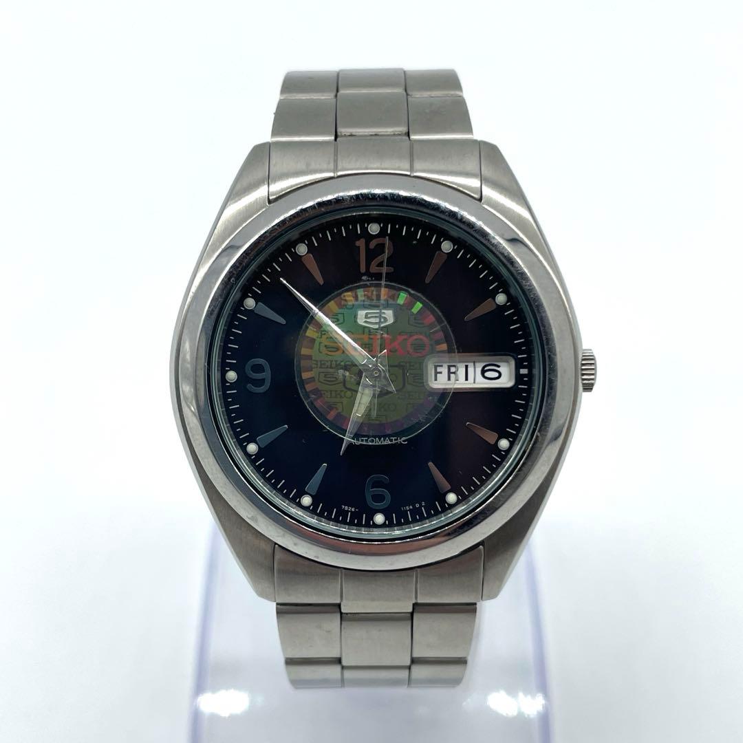 SEIKO セイコー 5 自動巻き時計 7S26-0060 デイデイト黒文字盤 - メルカリ