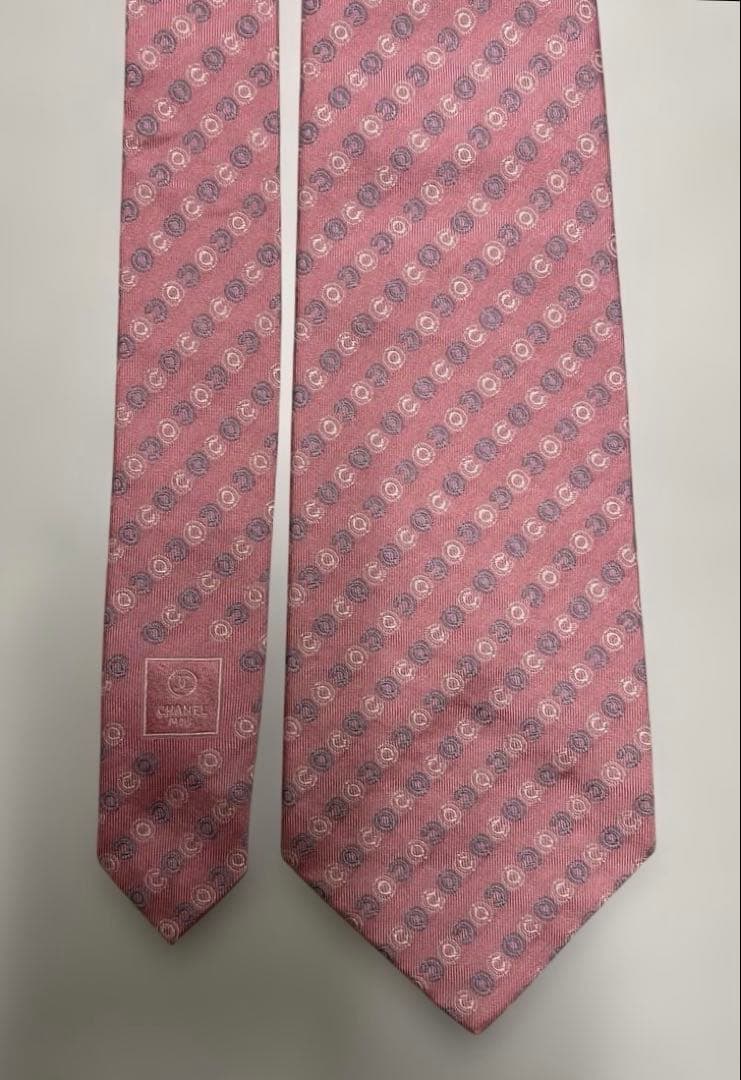 美品 シャネル ネクタイ 8-40 ココマーク COCOマーク レジメンタル