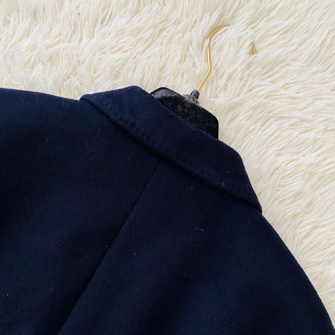 極美品 高級カシミヤ100％ ダブル チェスター ロングコート 日本製 黒