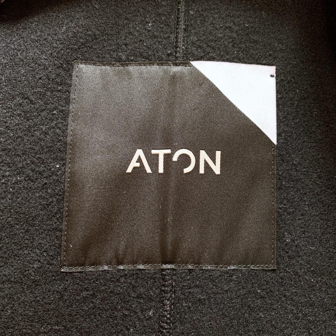 <最終値下げ>ATON フード付き ウールコート 黒 M エイトン　ロングコート 最終値下げ>ATON フード付き ウールコート 黒 M エイトン ロングコート