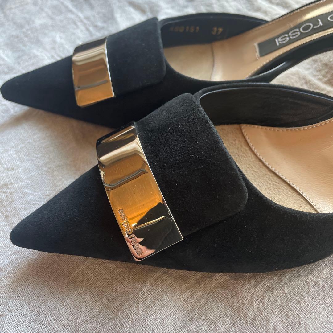 セルジオロッシ SR1 ミュール　パンプス ブラック 23.5cm 黒　37