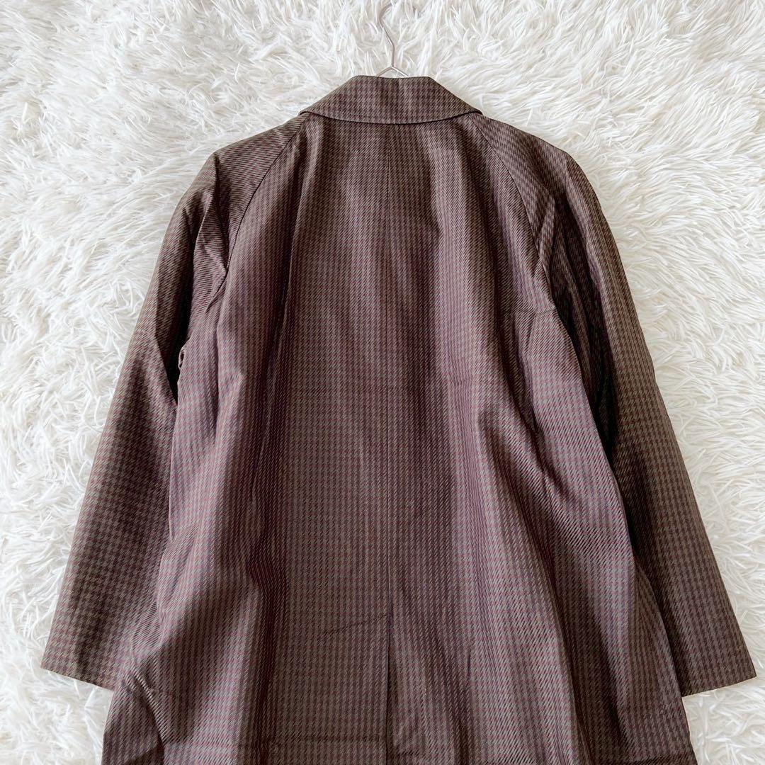 《ランバン》 (46) シルクステンカラーロングコート 比翼ボタンエレガント