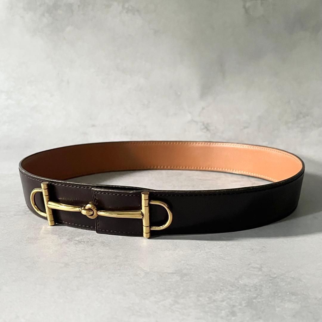 【美品】HERMES レディース　ベルト　ホースビット　ブラウン　ヴィンテージ HERMES（エルメス） ベルト レディース ブランド ホースビット